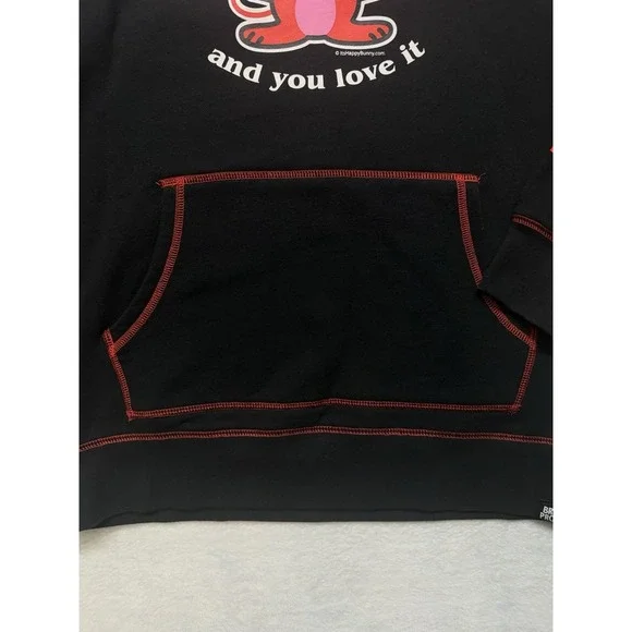 Broken Promises x Happy Bunny I'm Bad Contrast Black Hoodie Woman's Large Pocket - Picture 5 of 16